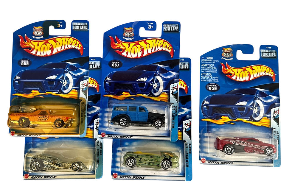 2003 Hot Wheels Wild Wave Series Complete Set of 5 Cars Lot NEW