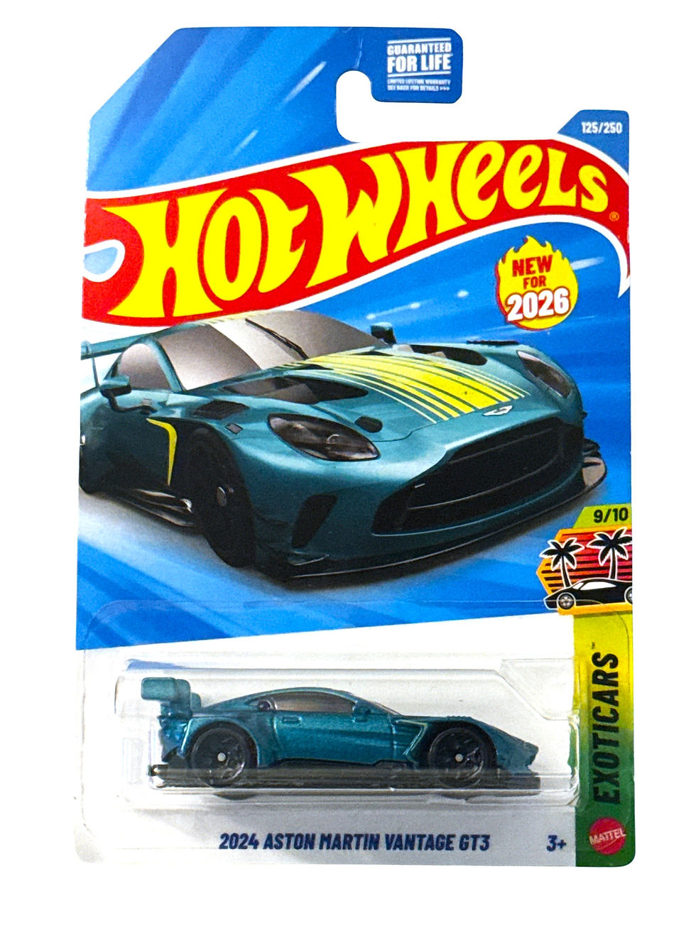 Hot Wheels Exotics 2024 Aston Martin Vantage GT3 1:64 Diecast Car Blue New