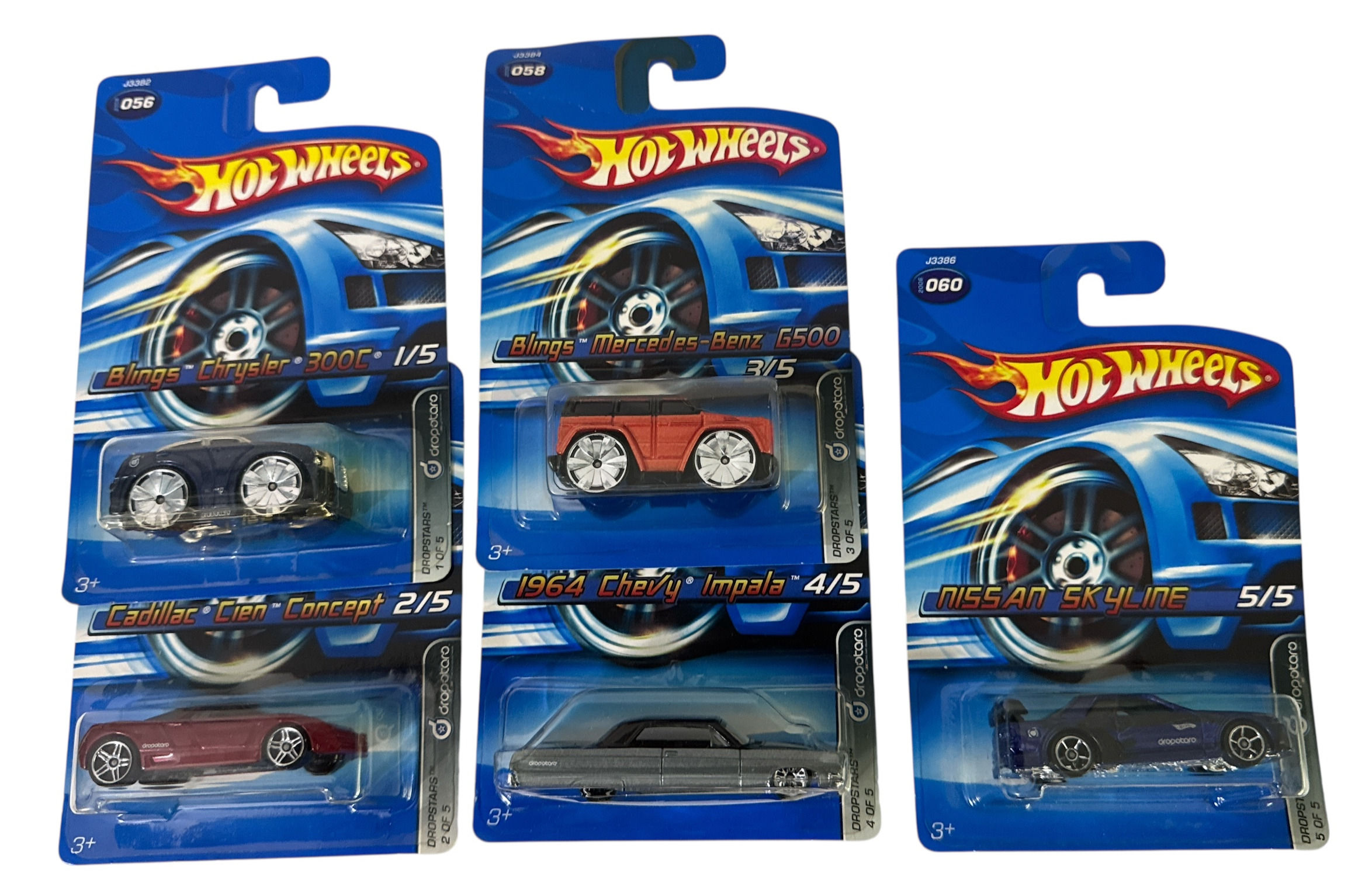 2006 Hot Wheels Dropstars Complete Set (5) Cars New Nissan Skyline, VHTF