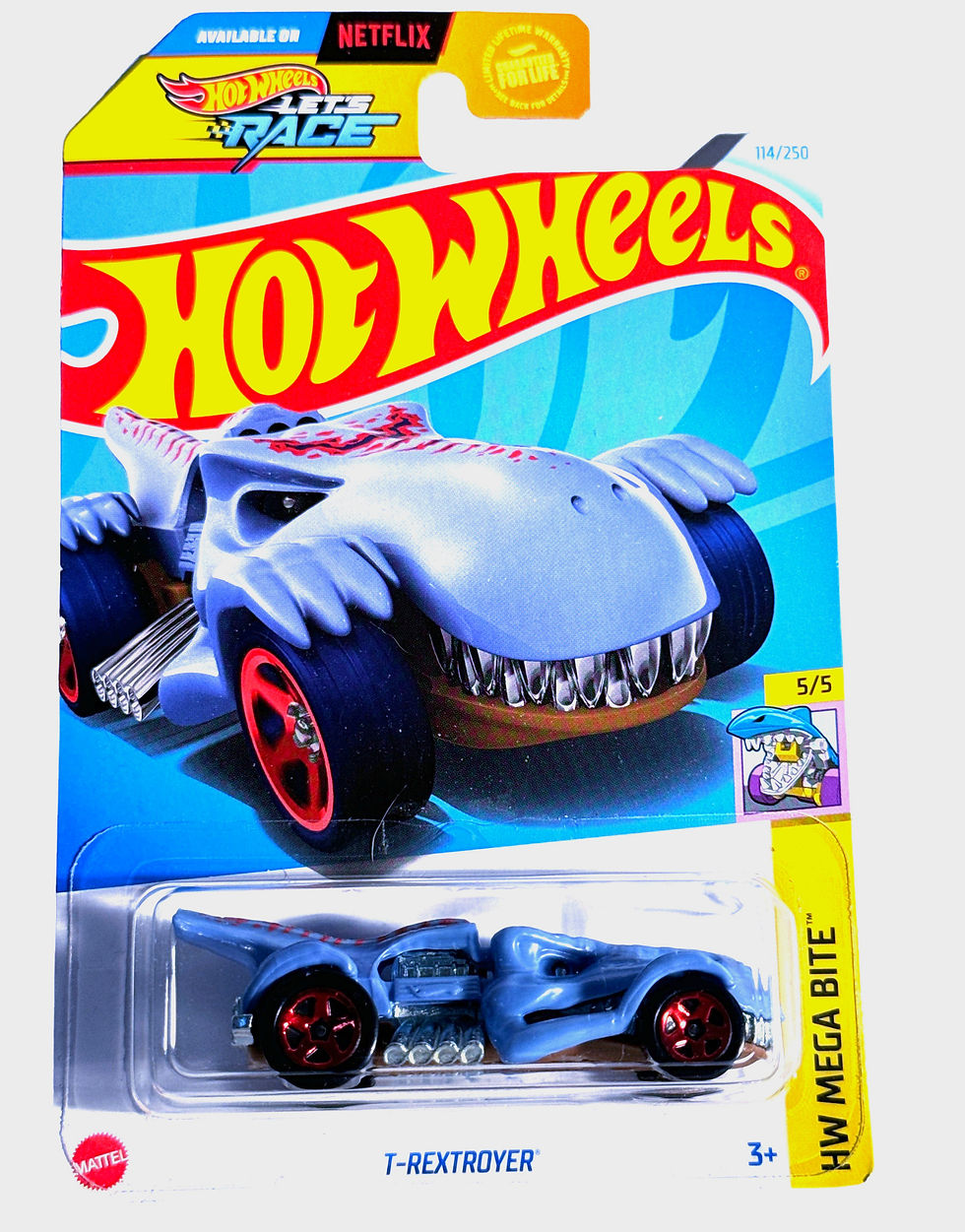 2024 Hot Wheels T-Rextroyer 5/5, HW Mega Bite 114/250 LETS RACE BLUE