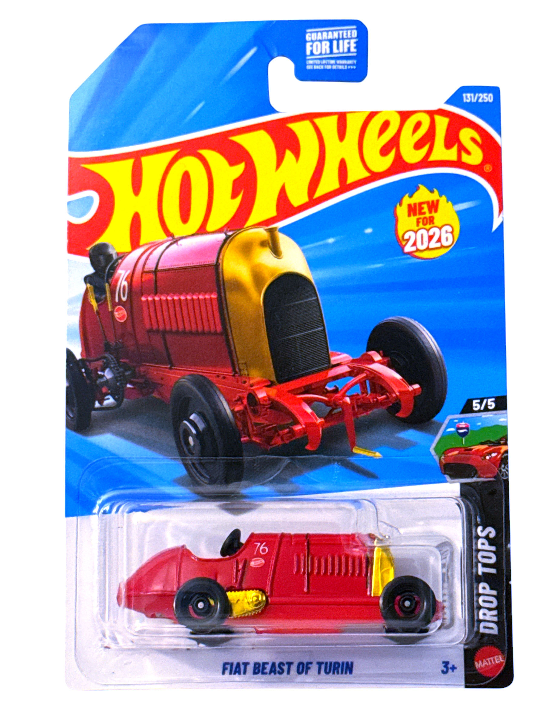 2026 Hot Wheels DROP TOPS #5/5 Fiat Beast of Turin #131/250 (Red)
