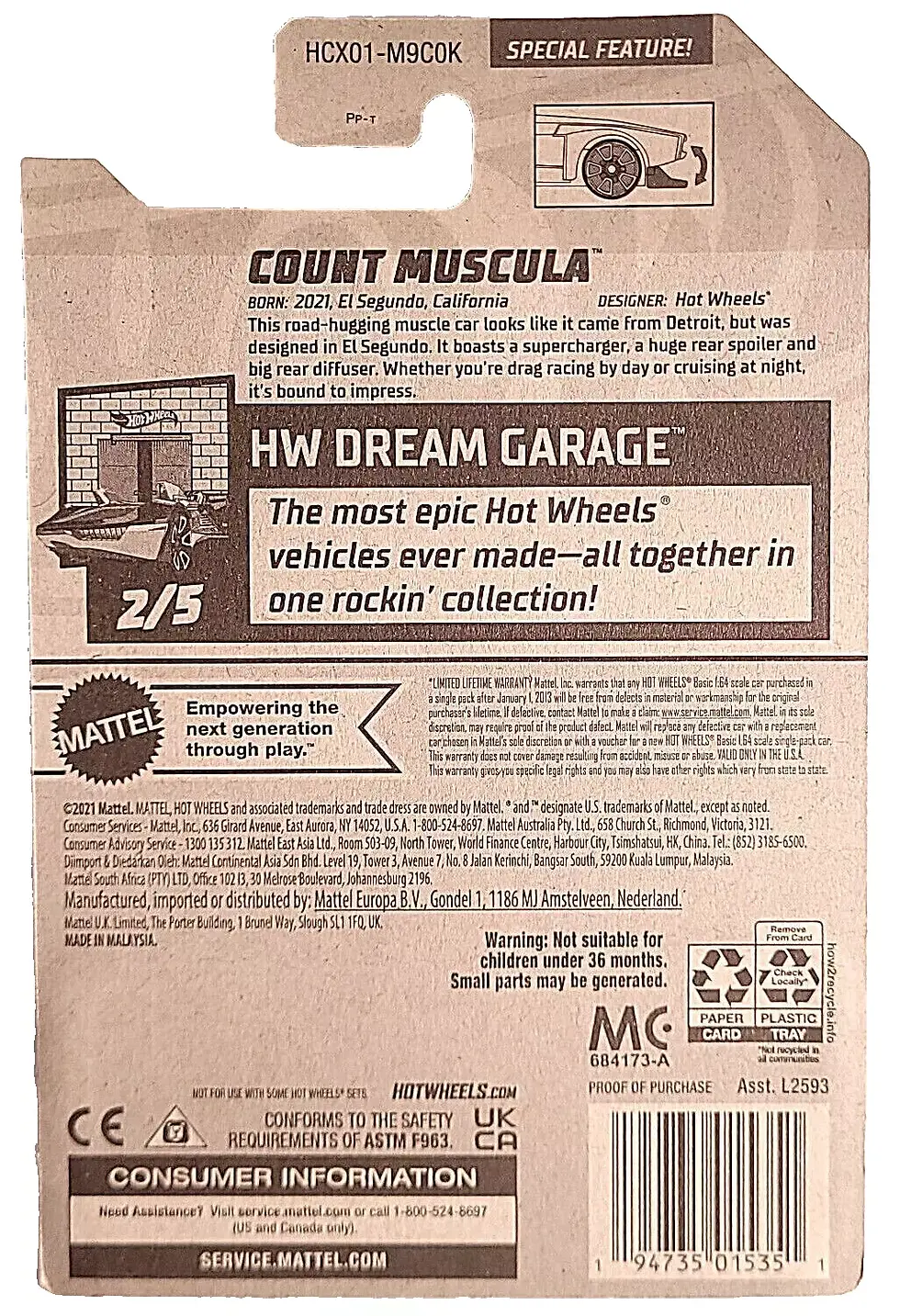 Miniatura: 2022 Hot Wheels HW DREAM GARAGE 2/5 Count Muscula 83/250 (Green) NEW