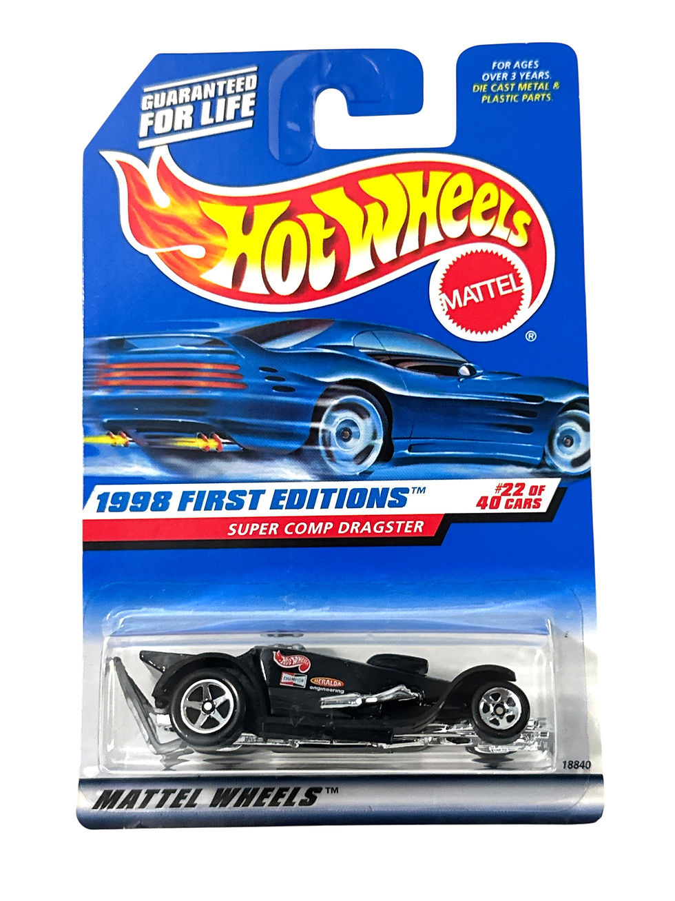 Hot Wheels 1998 First Editions Super Comp Dragster BLACK DIECAST CAR 655