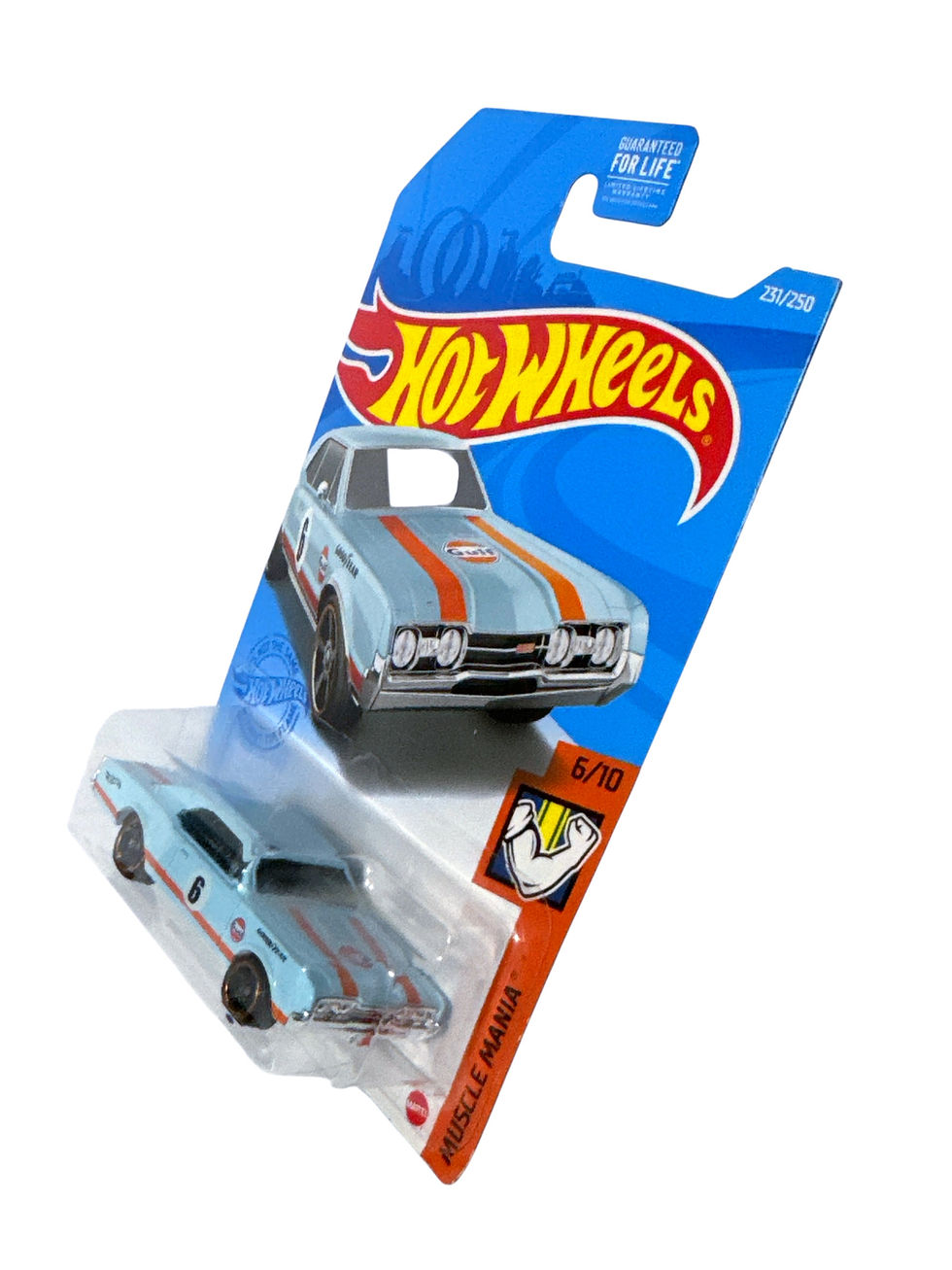 Hot Wheels Muscle Mania Light Blue ‘67 Oldsmobile 442 Gulf Oil #231 B3