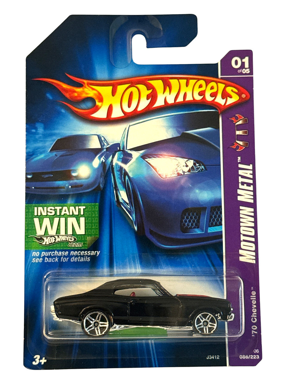 2006 Hot Wheels '70 Chevelle Black Motown Metal 1/5 J3412 #086
