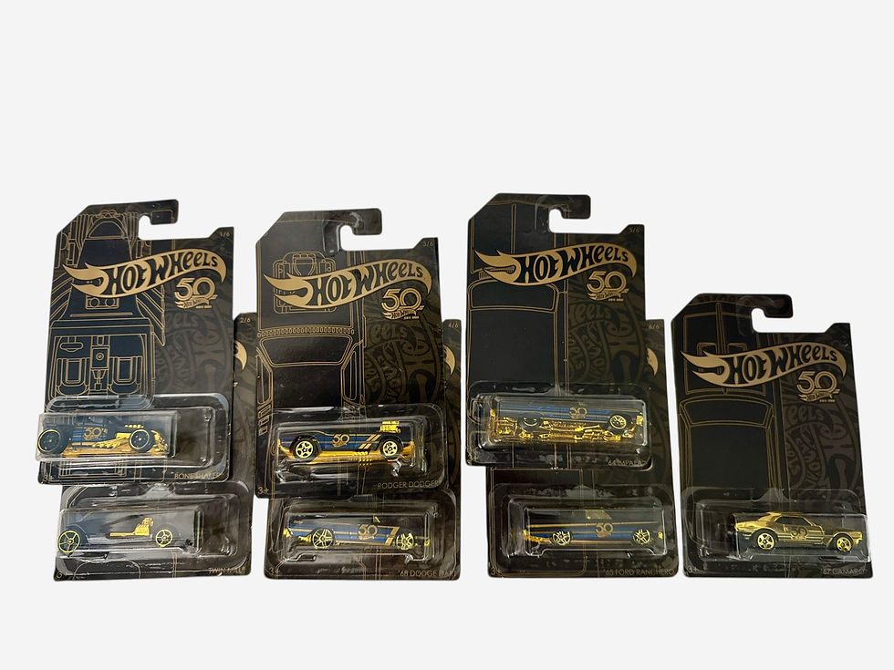 Hot Wheels Cars - 50th Anniversary Black and Gold Complete Set + Chaser Car