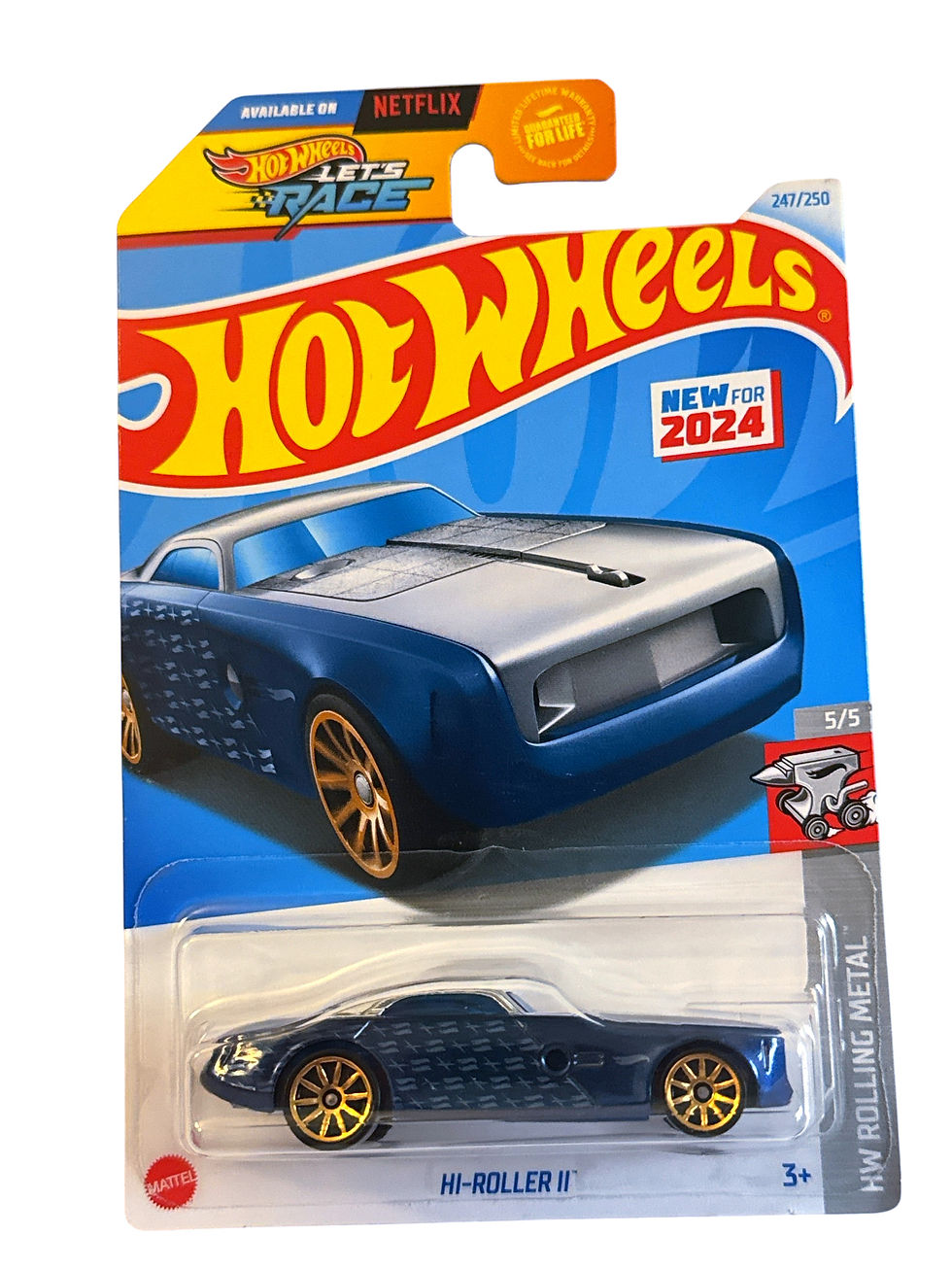 Thumbnail: Hot Wheels New 2024 HW Rolling Metal #247 Hi-Roller II Blue & ZAMAC LET'S RACE