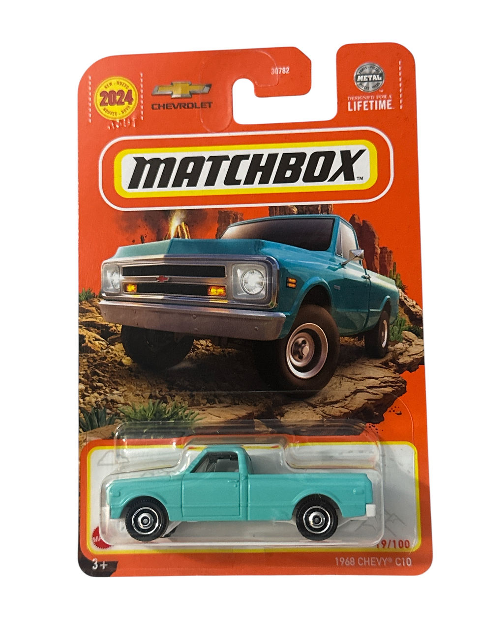 2024 Matchbox 1968 Chevy C10 Mainline - MBX Case E - 1/64 Scale Cyan Color