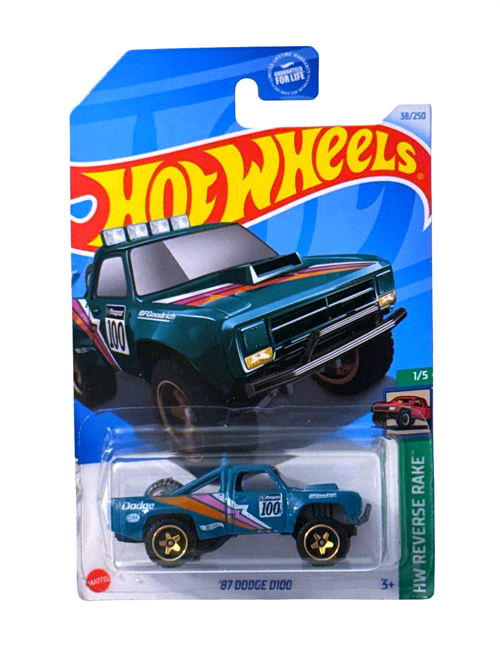 2024 Hot Wheels '87 Dodge D100 Teal Mopar Reverse Rake 1/5 #38