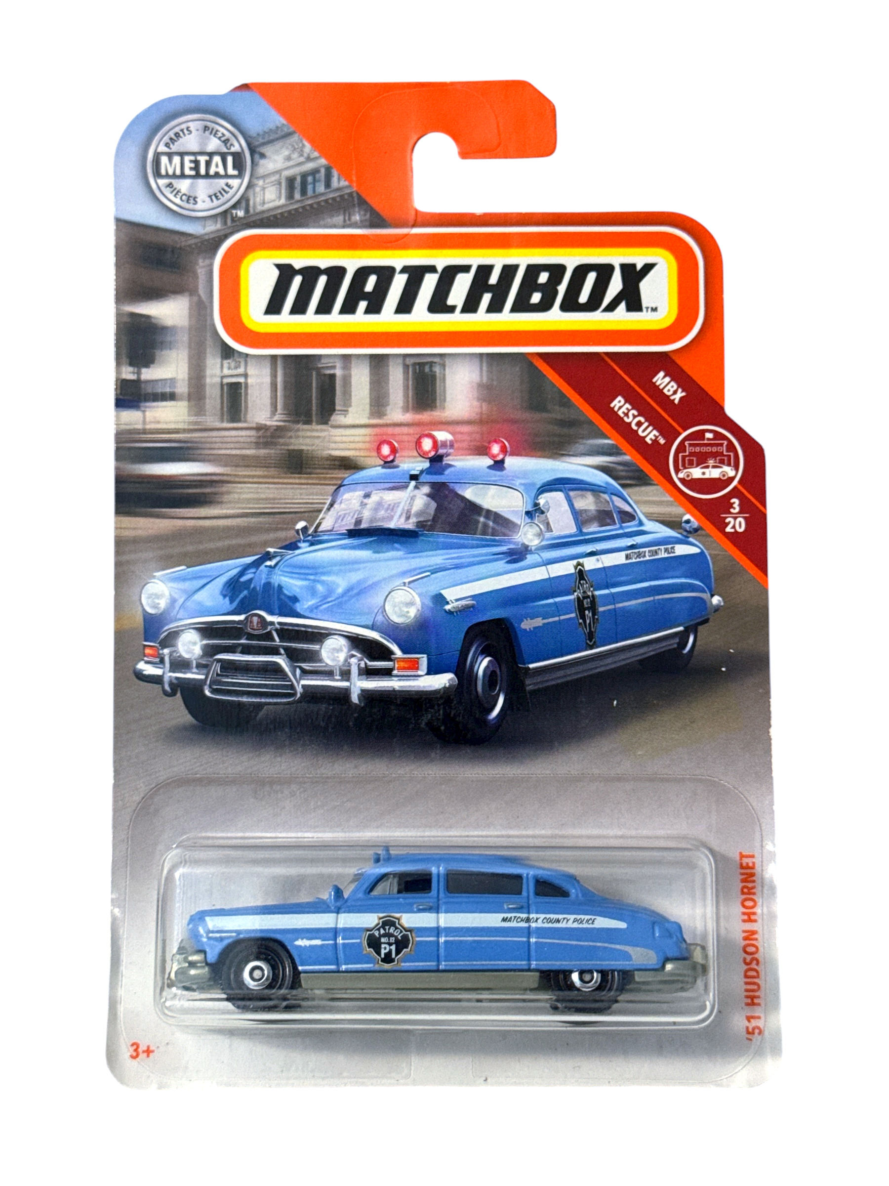 2019 Matchbox 51 Hudson Hornet Police Car S Blue 57/100 3/20
