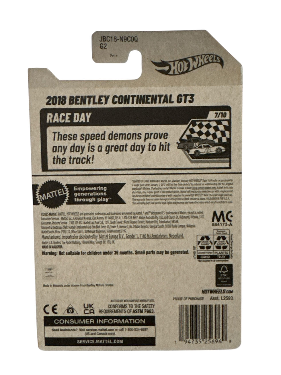 Miniatura: NEW Hot Wheels 2018 Bentley Continental GT3 Mainline 2025 Q CASE