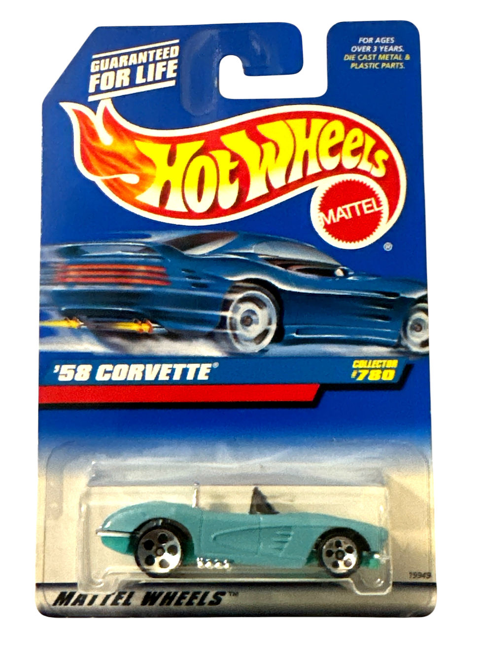 Hot Wheels 1998 Mainline # 780 '58 Corvette Light Blue W2