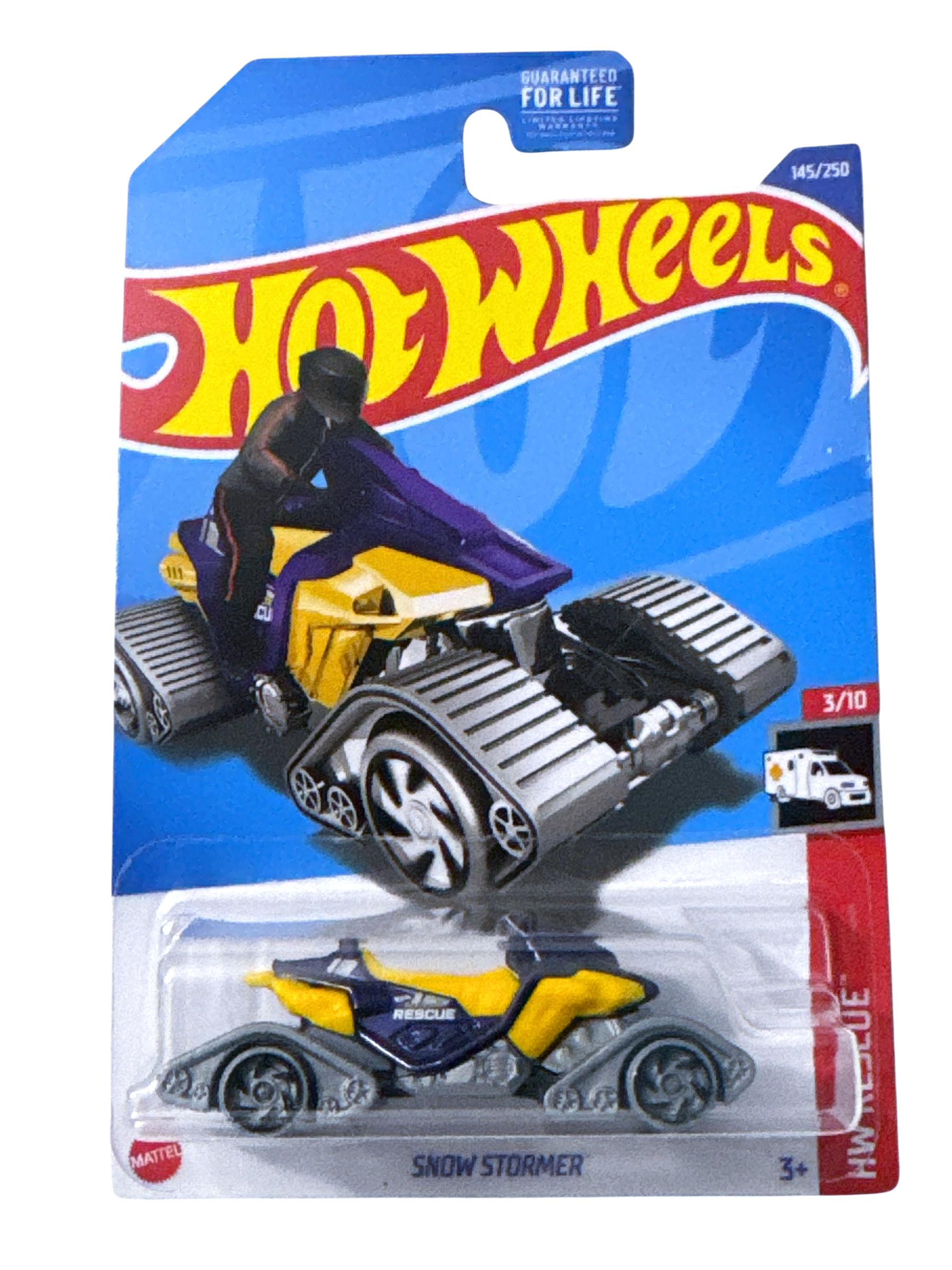 Hot Wheels Snow Stormer HW Rescue 3/10 Snow Mobile New