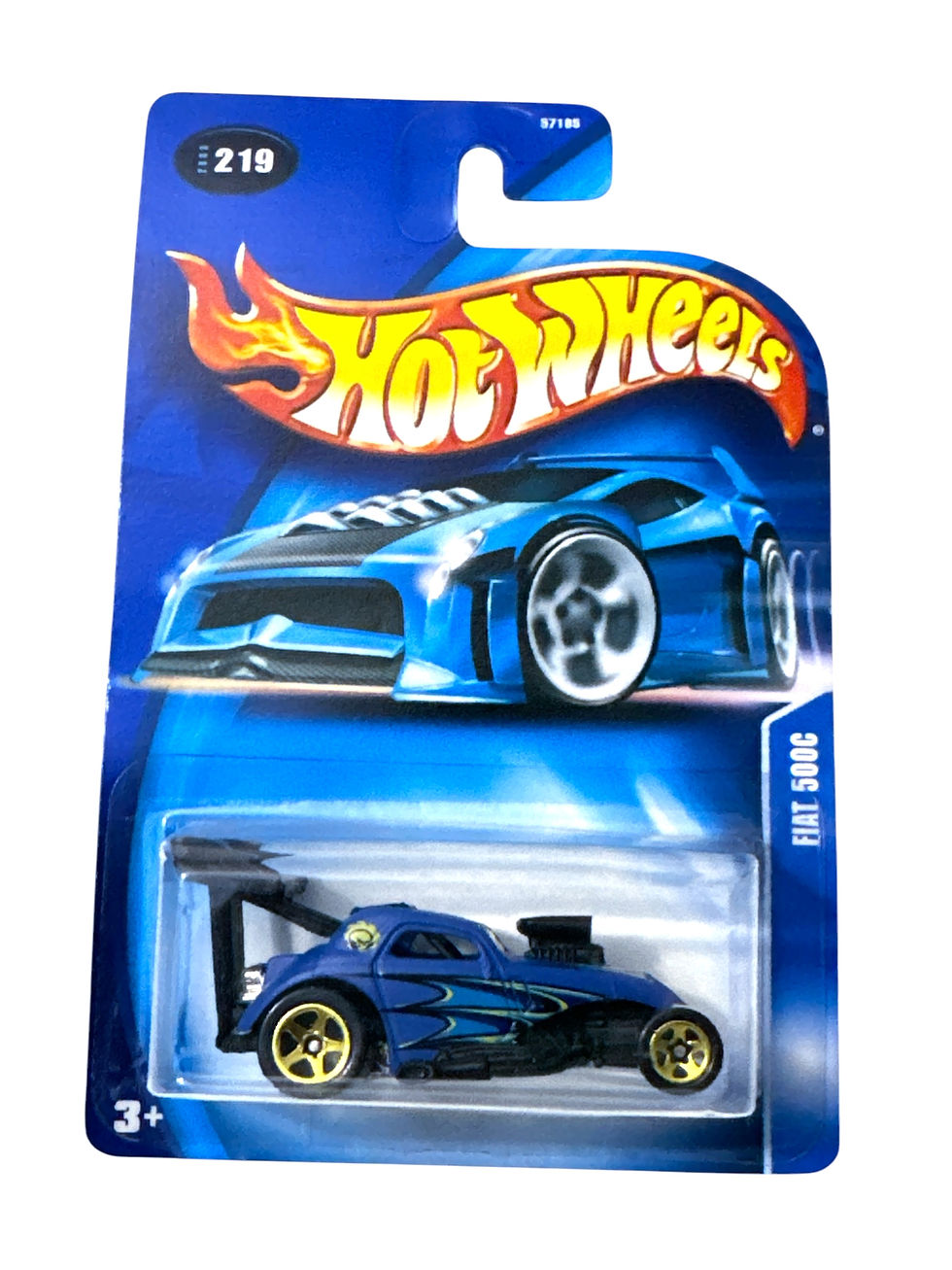 Hot Wheels 2003 Mainline Release #219 Fiat 500C Matte Blue w/ Gold 5SPs
