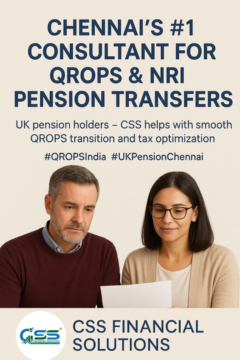 "Chennai’s #1 Consultant for QROPS & NRI Pension Transfers" with hashtags and logo.