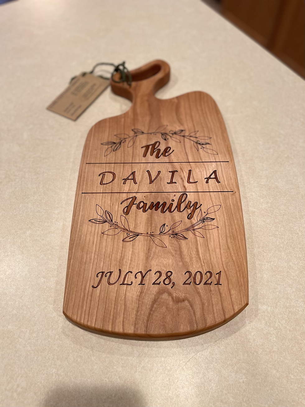 # 1001 “9x18” Custom Engraved Paddle Board w/ your family name (this style)