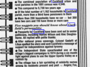 1994: Facts and nuggets of information about  Cuckfield