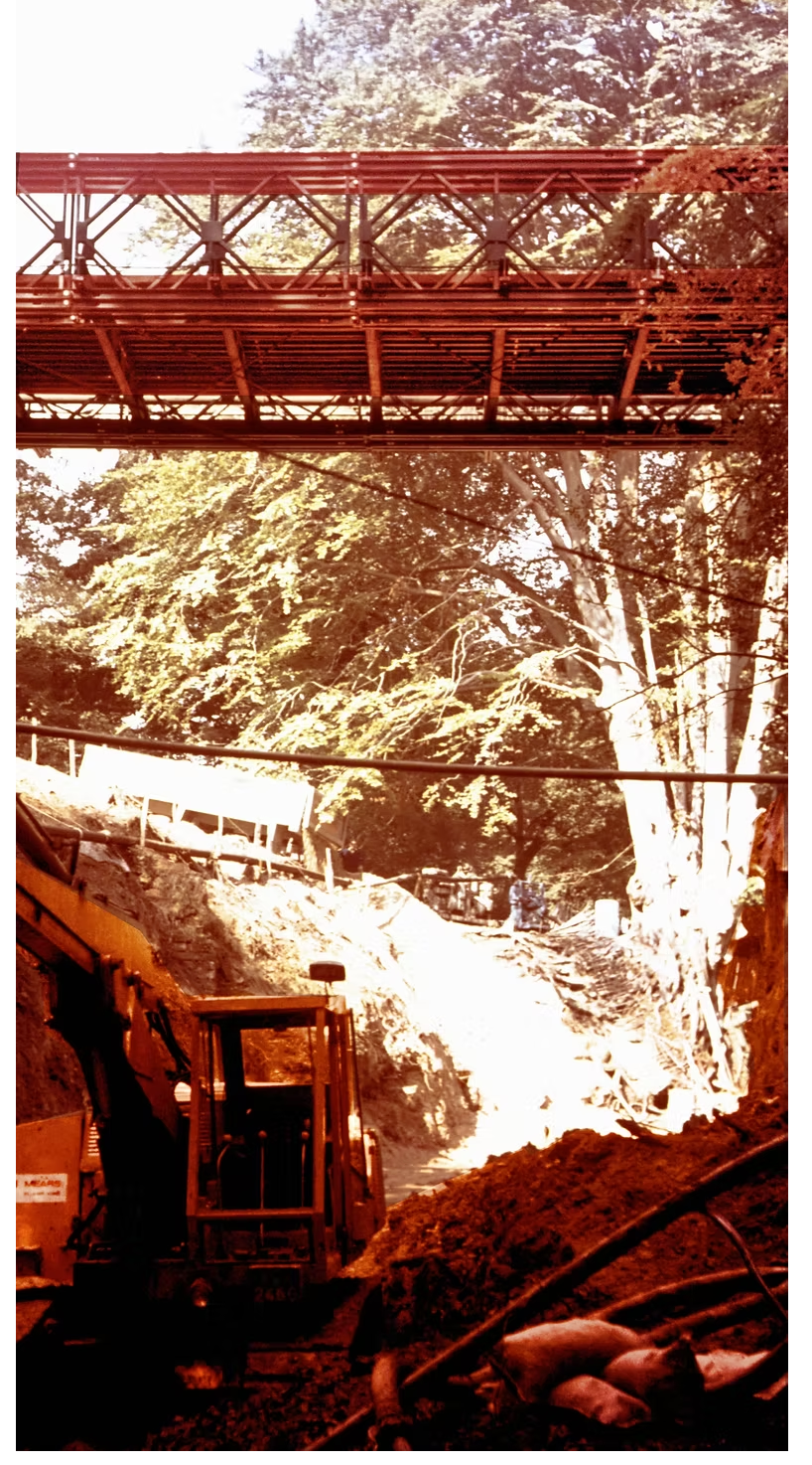 The Bailey Bridge seen from below provided a lifeline for the locals (photograph 1971 courtesy of Cyril Pike)