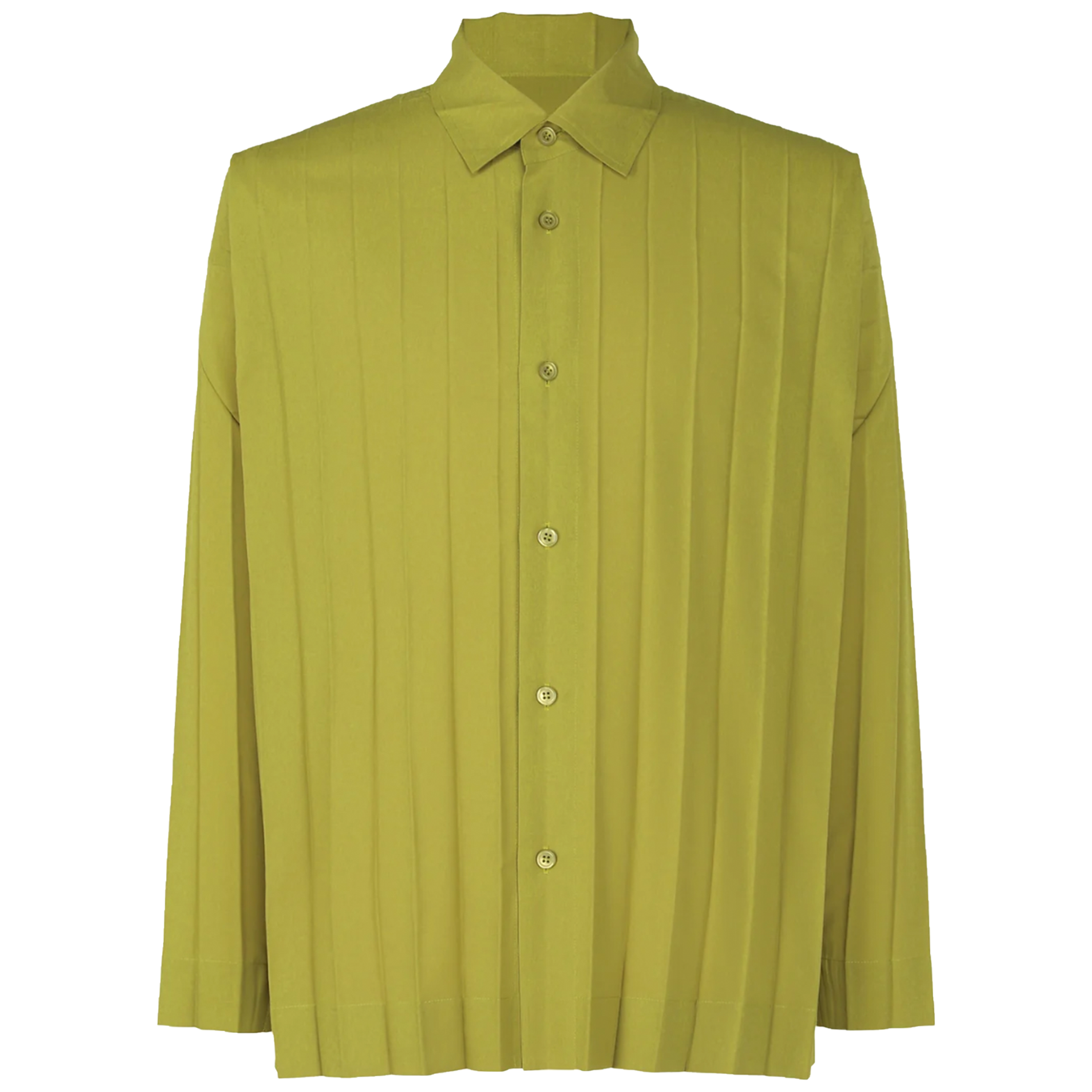 Homme Plissé Issey Miyake Edge Shirt Long Sleeve Olive Green Front