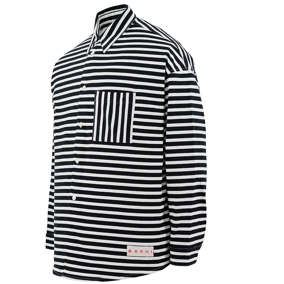 Marni Striped Long Sleeve Button Up Black Front Side