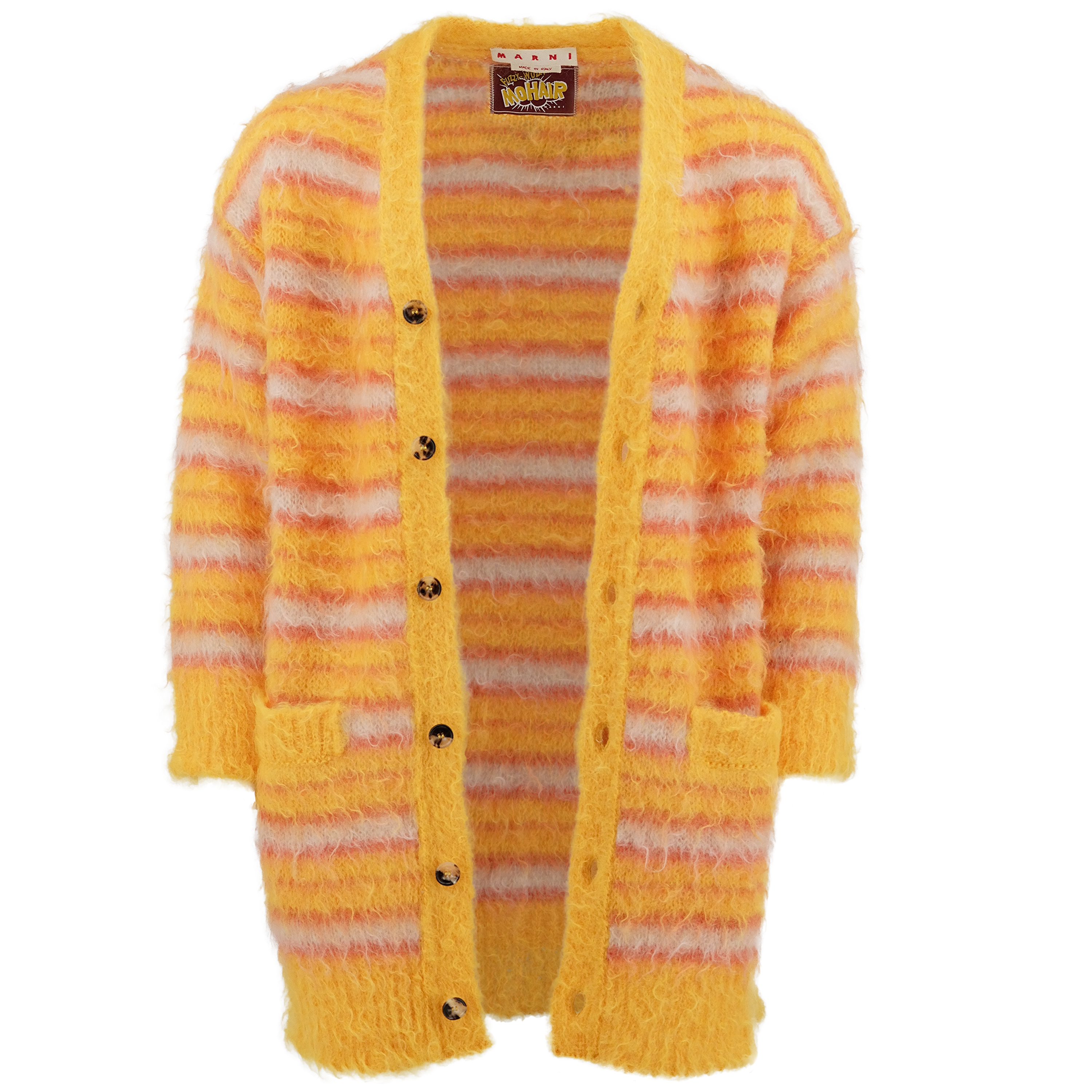 Marni Mohair Long Cardigan Maize Front