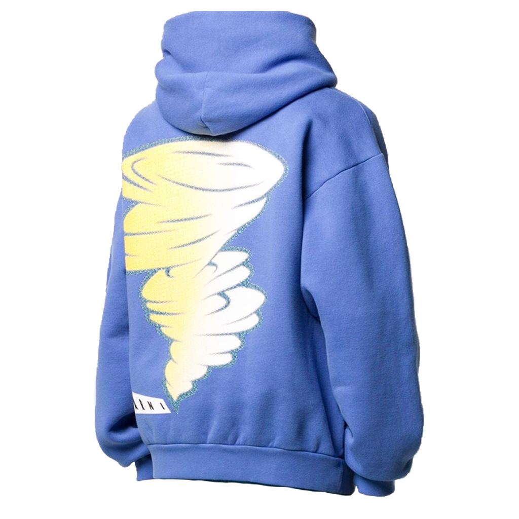 MARNI OVERSIZE TORNADO GRAPHIC HOODIE (BLUE)