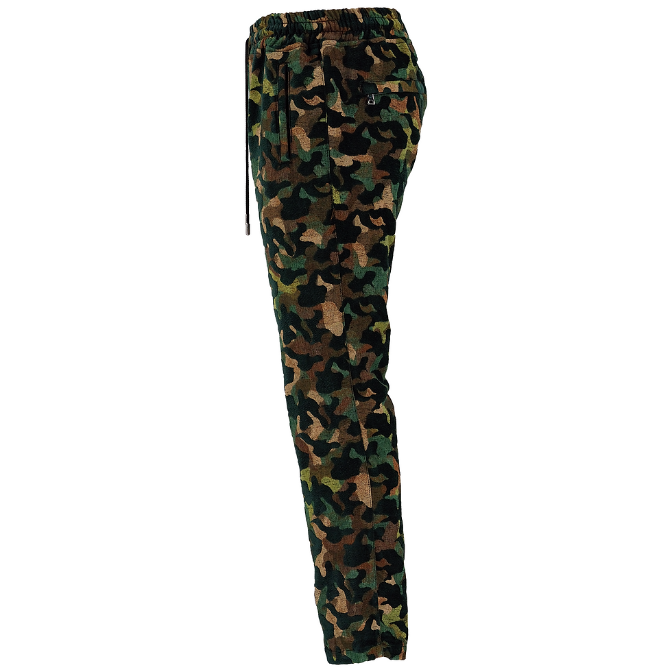 Thumbnail: Just Don Jacquard Camouflage Track Pants Green Side