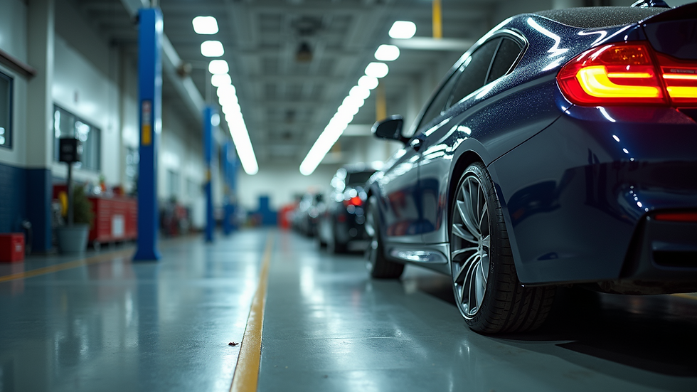 Eye-level view of a modern auto glass repair shop in Vancouver
