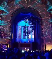 Unelmien Sielunmessut III in 2018 stage with video project mapping in Kallio Church