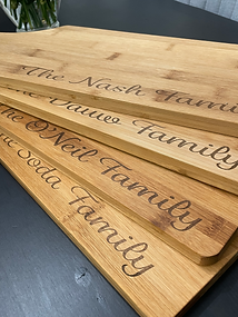 Custom Bamboo Cutting Boards w_ Laser Etched Names