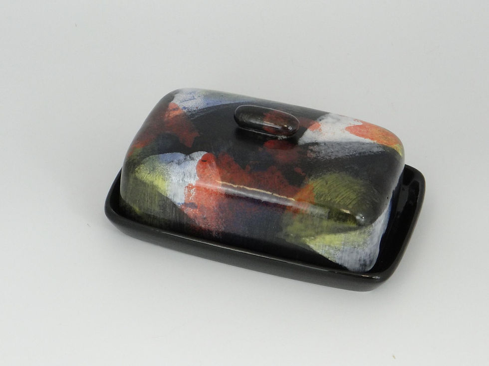 Thumbnail: Butter Dish, Sugar Bowl and Milk Jug Set - Abstract Glaze