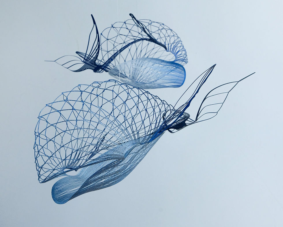 Thumbnail: whale mobile Kinetic Sculpture, 4 Whale Sculpture Modern Home decor, Blue whale