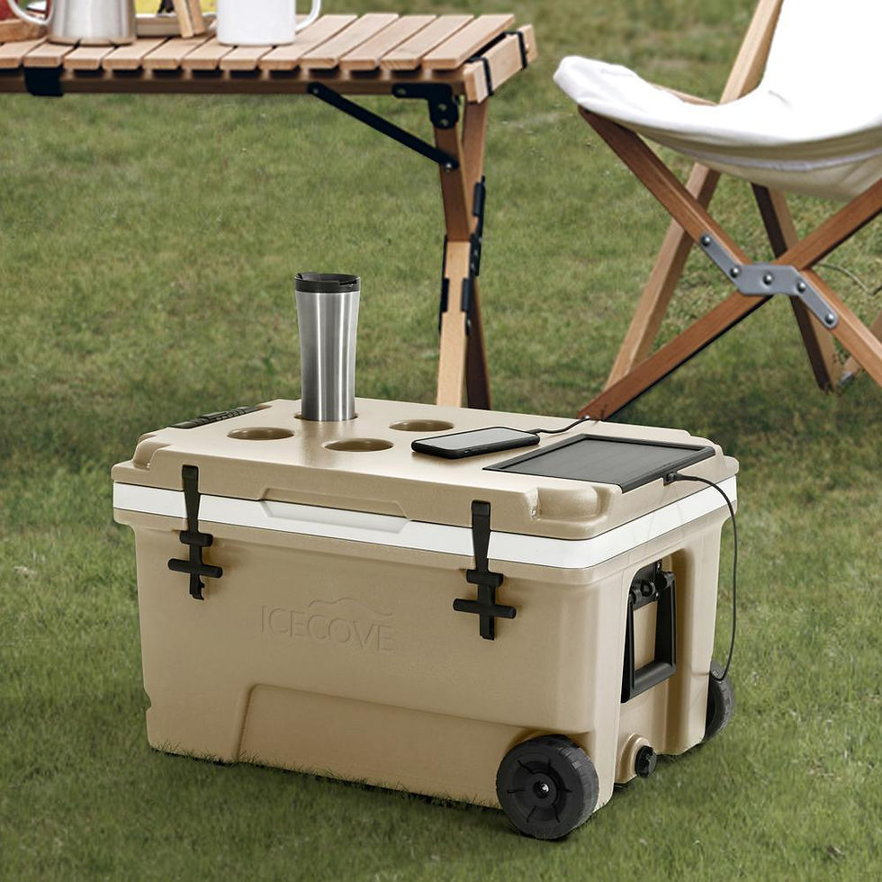Thumbnail: Louie 60-Quart Insulated Portable Rolling Ice Chest Solar Cooler with Wheels