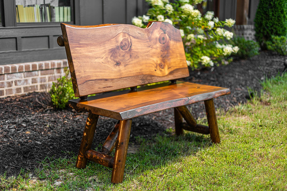 Thumbnail: Rustic Log Live Edge Bench with Back Rest Patio Seating For Outdoor Porch Woode