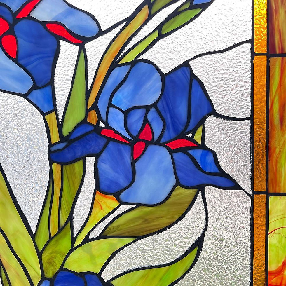 Thumbnail: CHLOE Lighting BLUE SCARLETT Stained Glass Window Panel 24" Tall