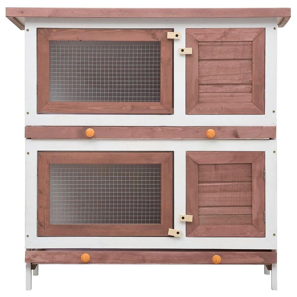 Thumbnail: vidaXL Outdoor Rabbit Hutch 4 Doors Brown Wood