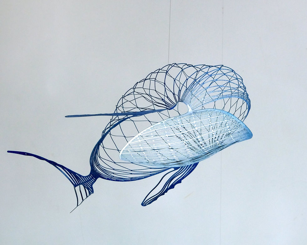 Thumbnail: whale mobile Kinetic Sculpture, 4 Whale Sculpture Modern Home decor, Blue whale