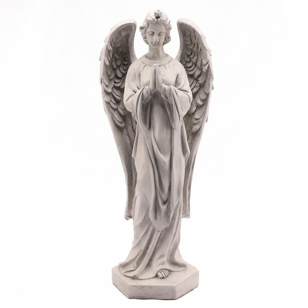 LuxenHome Gray MgO 27in H Prayer Angel Garden Statue
