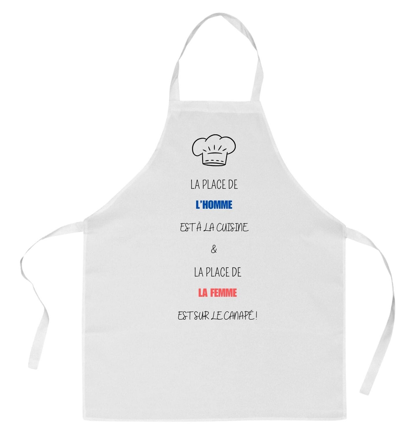 tablier de cuisine l'homme à la cuisine la femme sur le canapé