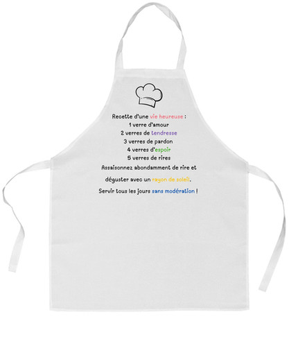 Tablier "la recette d'une vie heureuse" | Soeurs LB