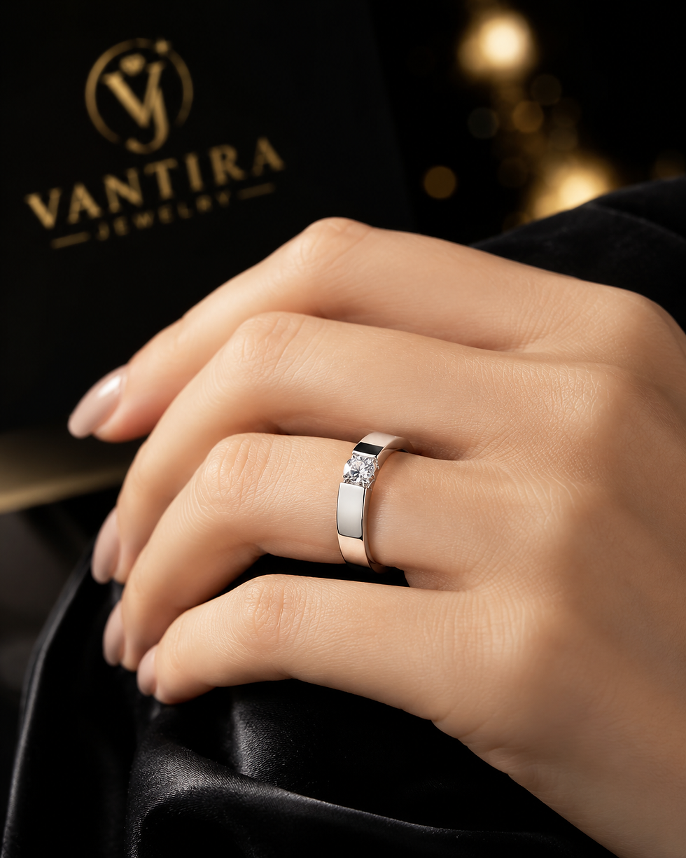 Thumbnail: Seraphina Silver-Tone Crystal Ring by Vantira Jewelry