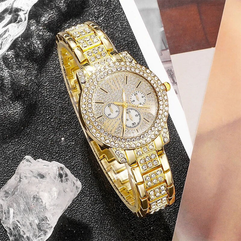 Thumbnail: Valencia Gold-Tone Crystal-Effect Watch by Vantira Jewelry