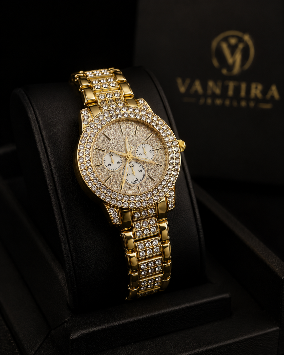 Valencia Gold-Tone Crystal-Effect Watch by Vantira Jewelry