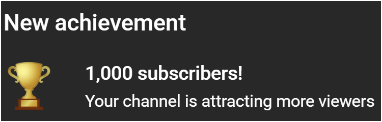KHWD YT channel award 1000+ subscribers