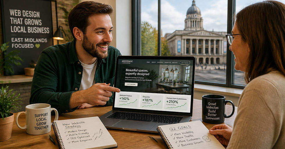 discussing Web Design Tips for Small Businesses man and woman over laptop on desk