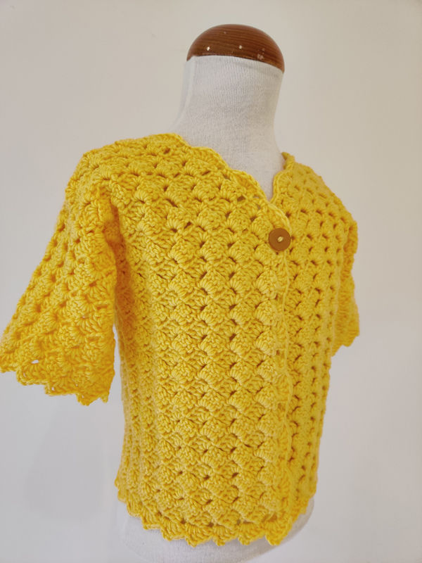 縮圖：Yellow Summer Cardigan for little girls aged 4 by SerendipityGDDs uploaded by KHWD