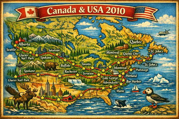 2010 route canada & usa postcard