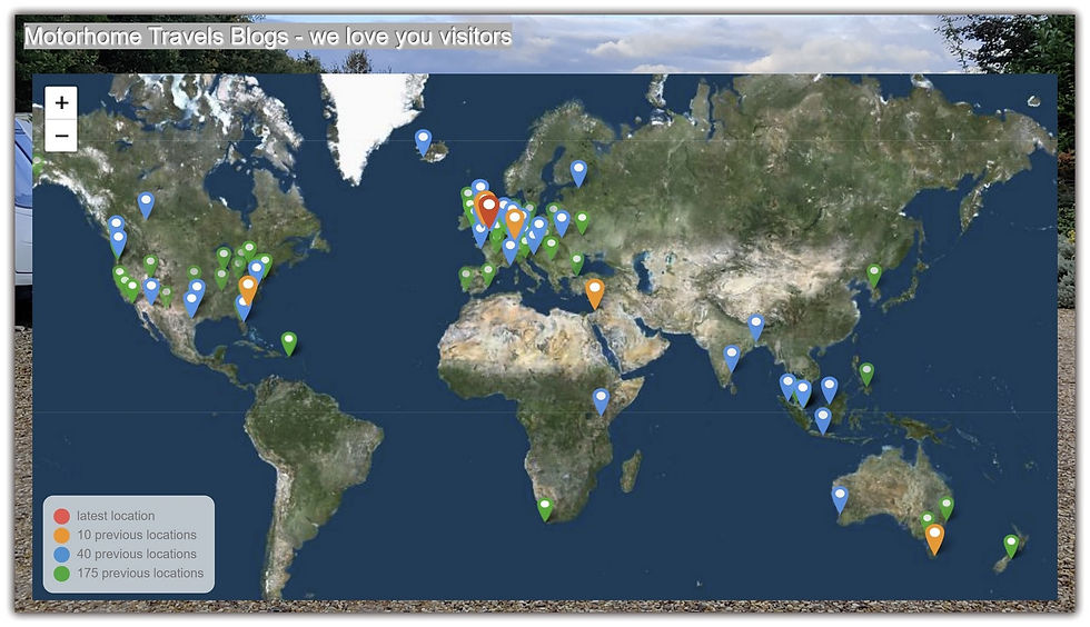 Map of Visitor stats from 25th June 2022 motorhome-travels blog dot net