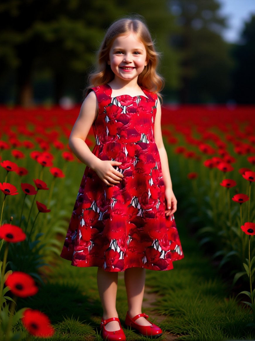 red poppies dress images, dress designed and handmade by SerendipityGDDs, images uploaded by KHWD