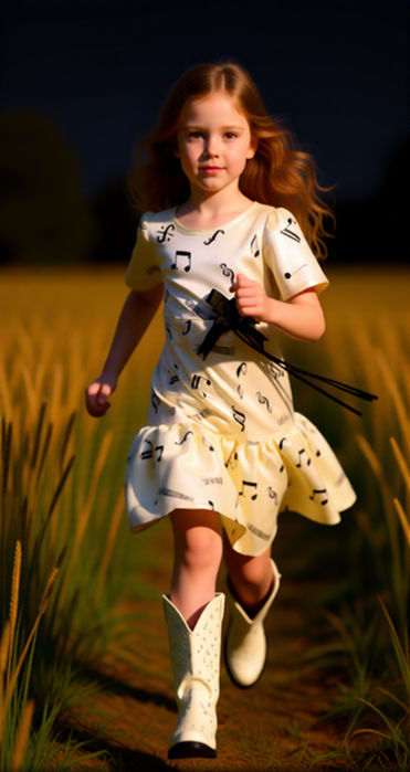 girls running in SerendipityGDDs' music dress for girls aged 7